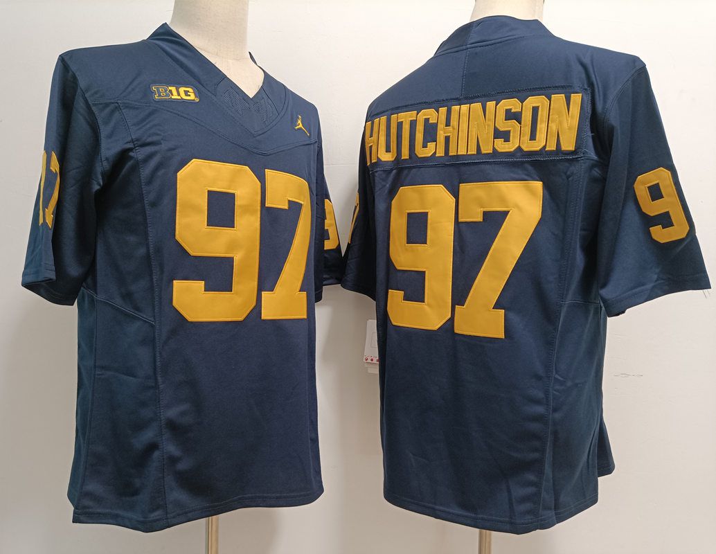 Men Michigan Wolverines #97 Hutchinson Blue 2025 NCAA Jersey->ncaa teams->NCAA Jersey